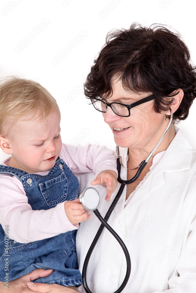 Doctor with stethoscope fun with toddler Doctor with stethoscope fun with toddler