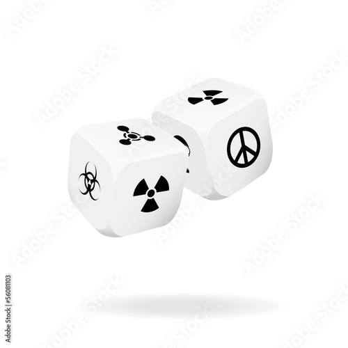 Two white dice of war