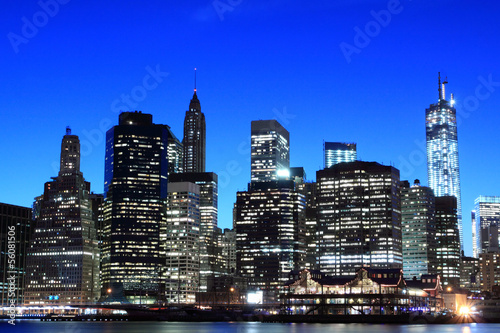 Lower Manhattan Skyline At Night  New York City