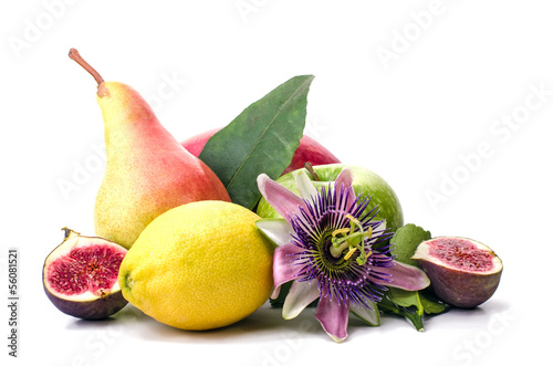 Früchte, freigestellt vor weißem Hintergrund