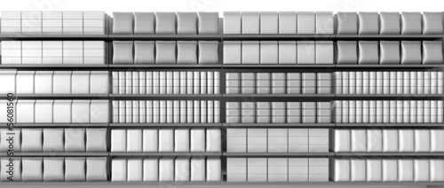 Cuadro en lienzo Supermarket Shelves With Generic Products Front