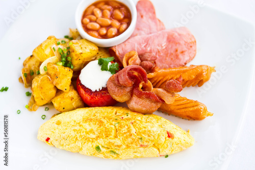 Canvas Print A typical American hearty breakfast