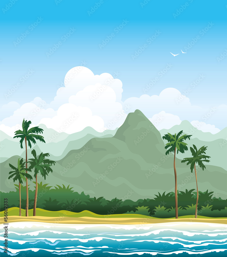 Naklejka premium Tropical landscape.