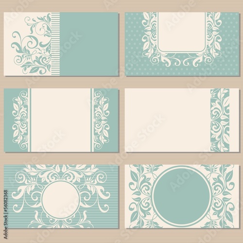 Set floral vintage business cards, invitations, announcements.
