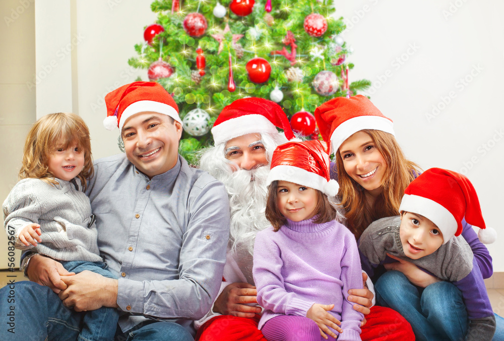 Large family near Christmas tree Large family near Christmas tree