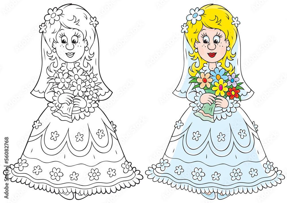 Fototapeta premium bride in a white wedding dress with a bouquet