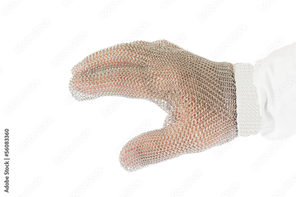 Hand with protective glove Hand with protective glove