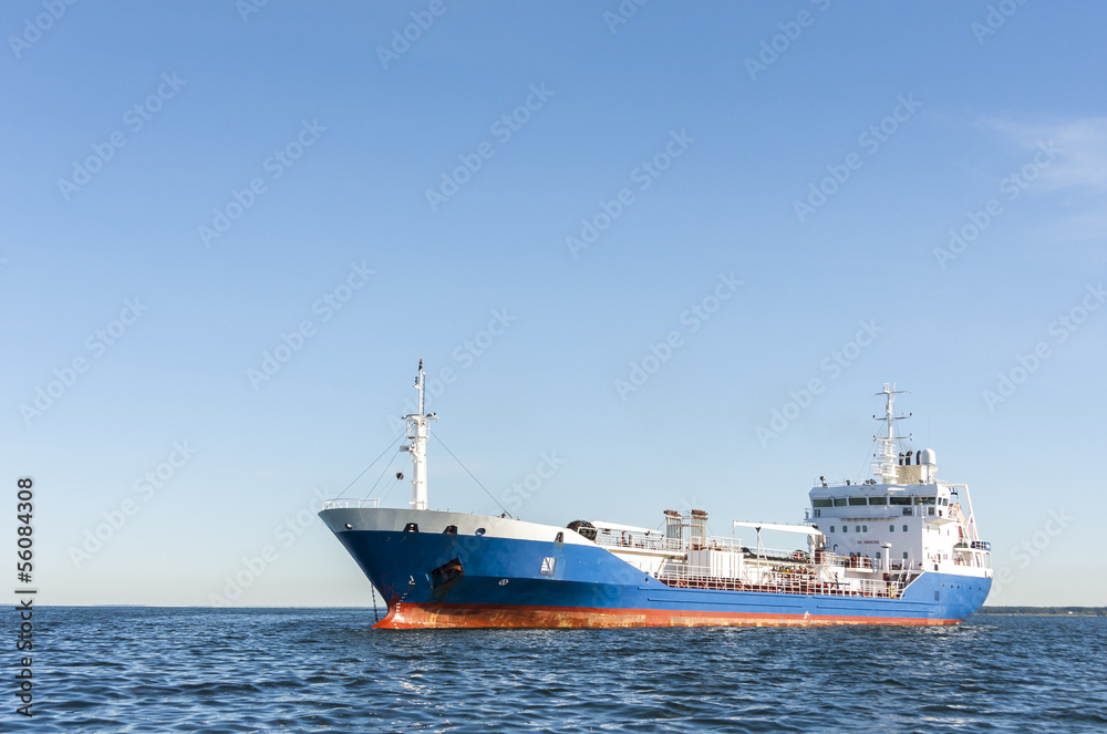 Chemical or gas tanker in sea