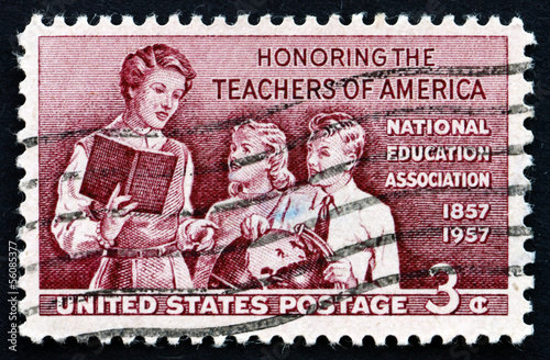 Postage stamp USA 1957 Teacher and Pupils