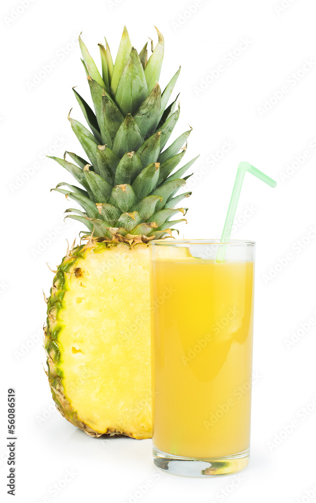 Pineapple and glass of juice
