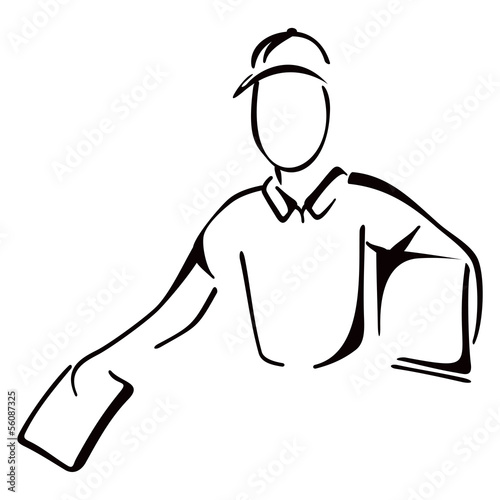 Illustration of delivery man handing packages