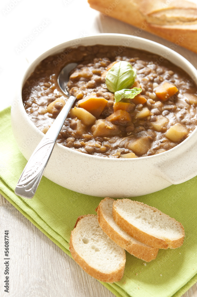 Fresh lentil soup with potato and carrots Fresh lentil soup with potato and carrots
