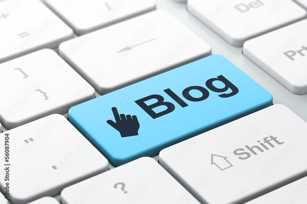 Web design concept: Mouse Cursor and Blog on computer keyboard b Web design concept: Mouse Cursor and Blog on computer keyboard b