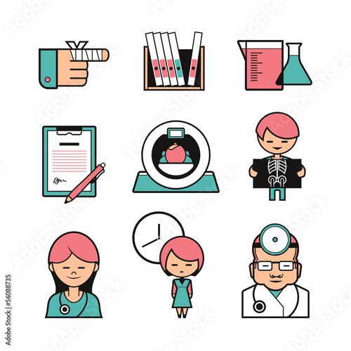 Medical diagnostics icons set