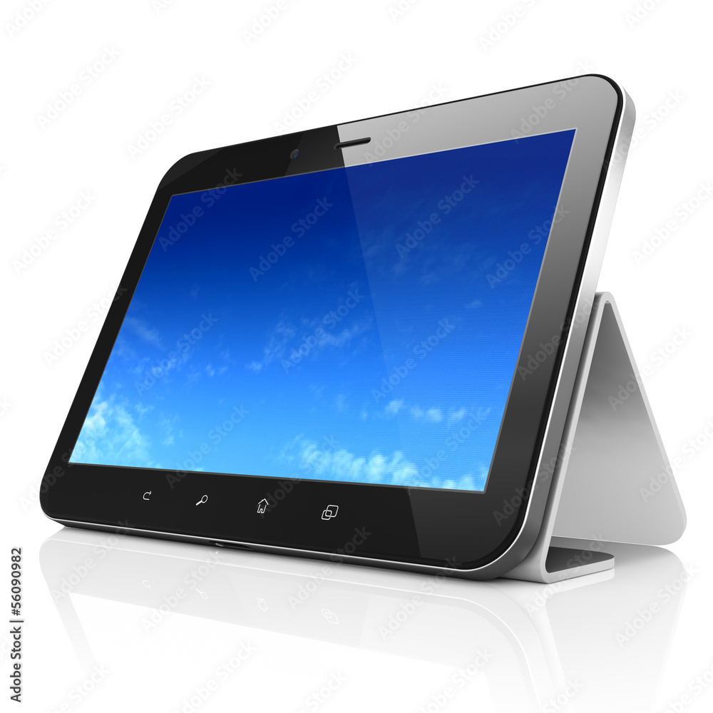 Pixelated Sky on black tablet pc computer Pixelated Sky on black tablet pc computer