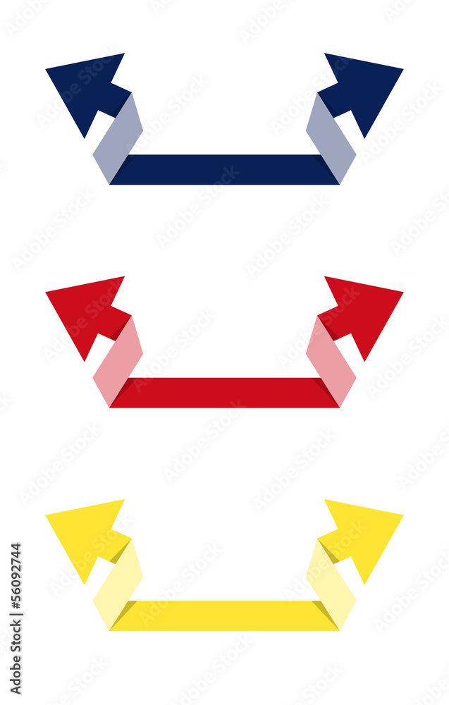 The set of origami style arrows The set of origami style arrows