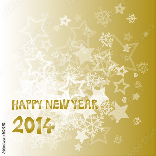 New year 2014 with snowflakes and stars illustration