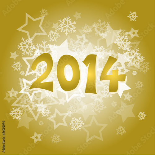 New year 2014 with snowflakes and stars illustration