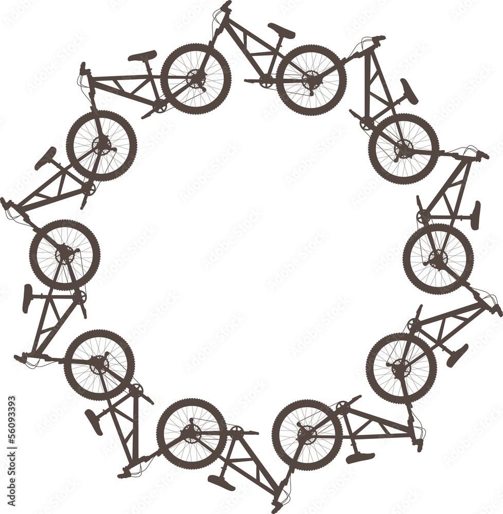 Obraz premium Vector illustration with bikes in a circle