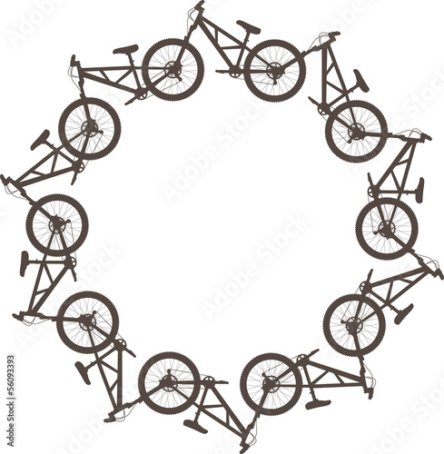 Vector illustration with bikes in a circle
