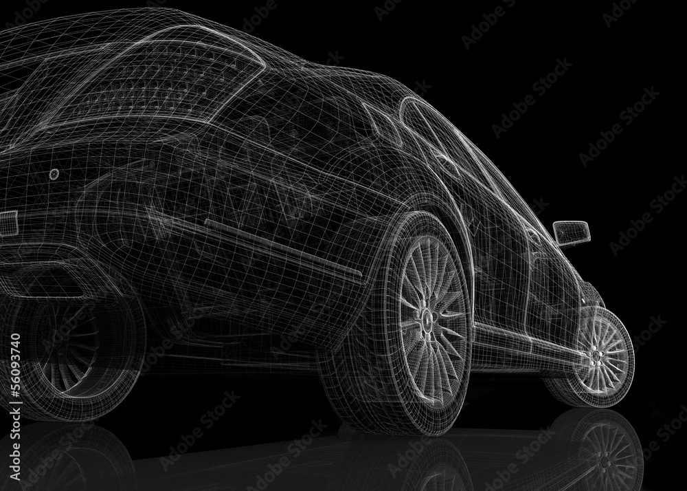 Fototapeta premium Car 3D model body structure
