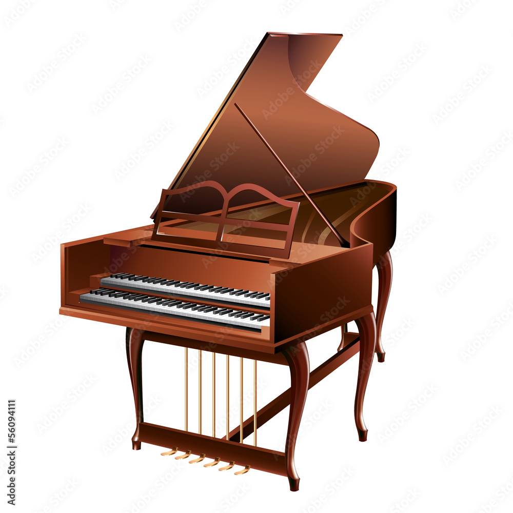 Fototapeta premium Classical clavecin, isolated on white background