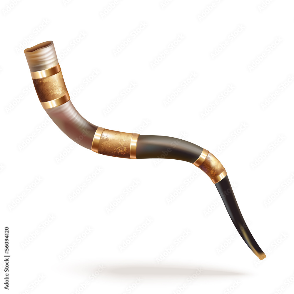 Traditional ram horn (shofar), isolated on white background vector de Stock  | Adobe Stock