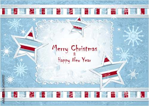 Merry Christmas Background with stars snowflakes