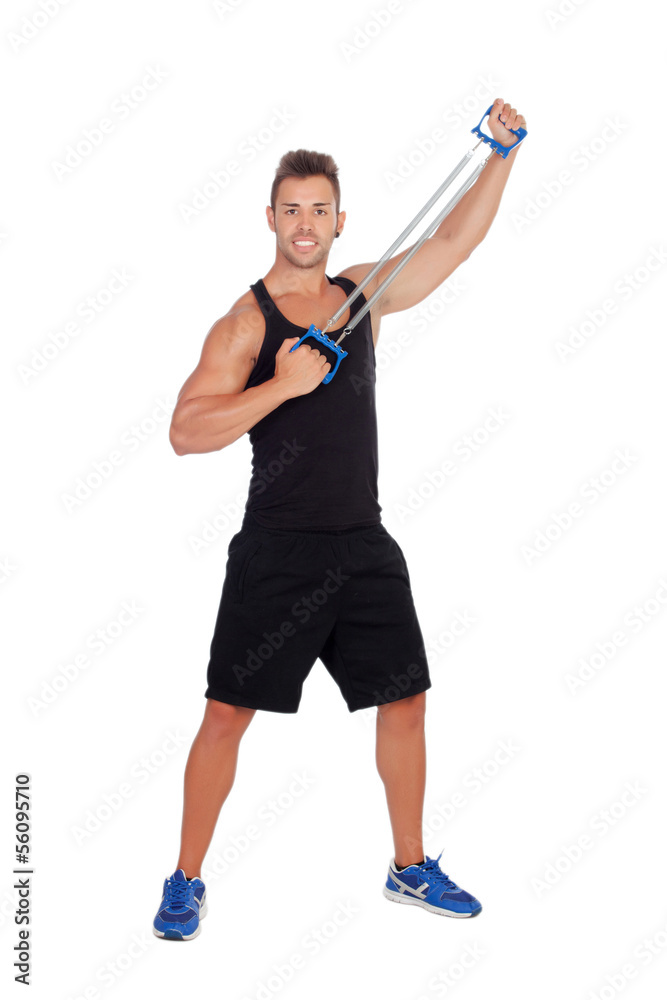 Muscular man training