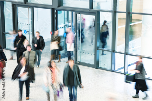 Group of People Walking in Shopping Centre, Motion Blur