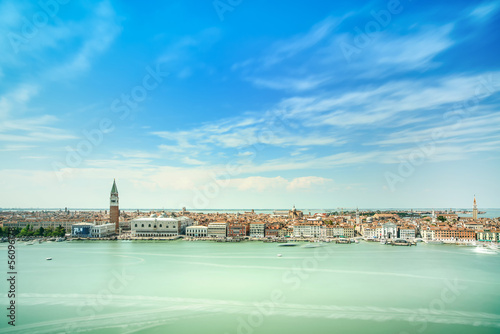 Venice aerial view, Piazza San Marco and Doge Palace. Italy