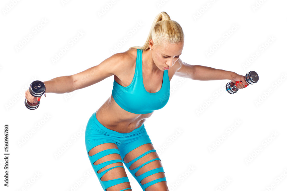 woman athlete working with weights woman athlete working with weights