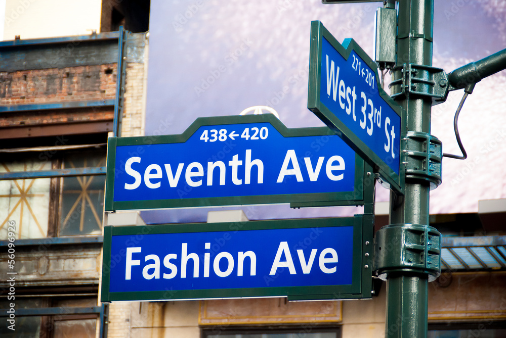 Naklejka premium Fashion Ave, 34th St, Seventh Ave.