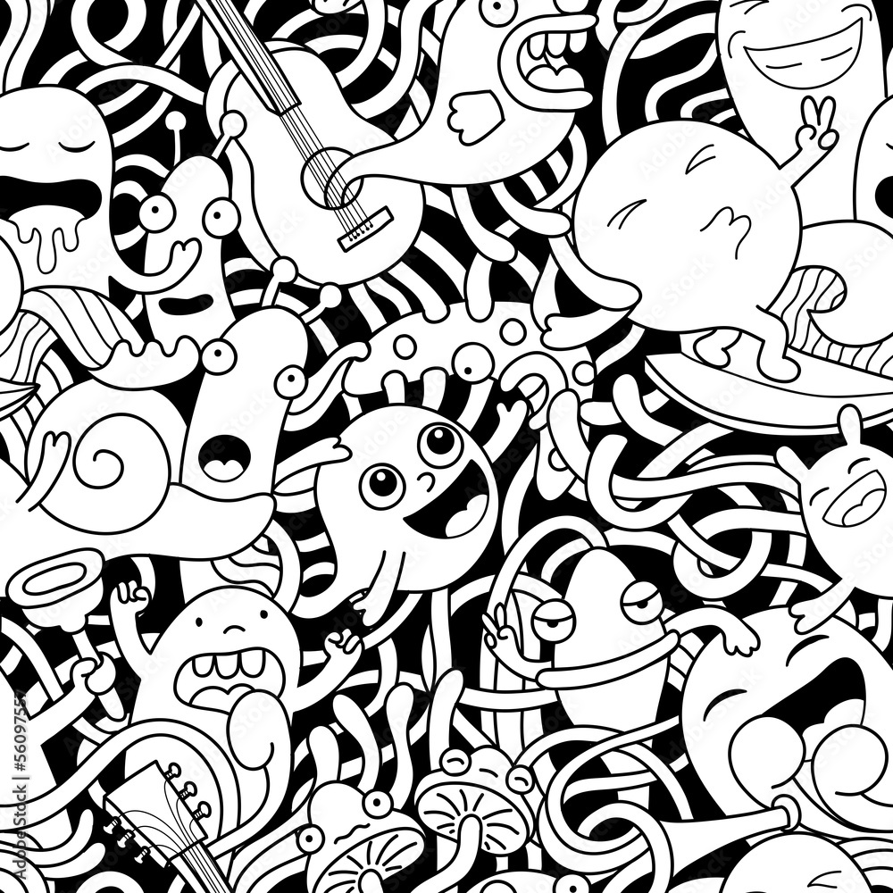 Naklejka premium Funny monsters seamless pattern