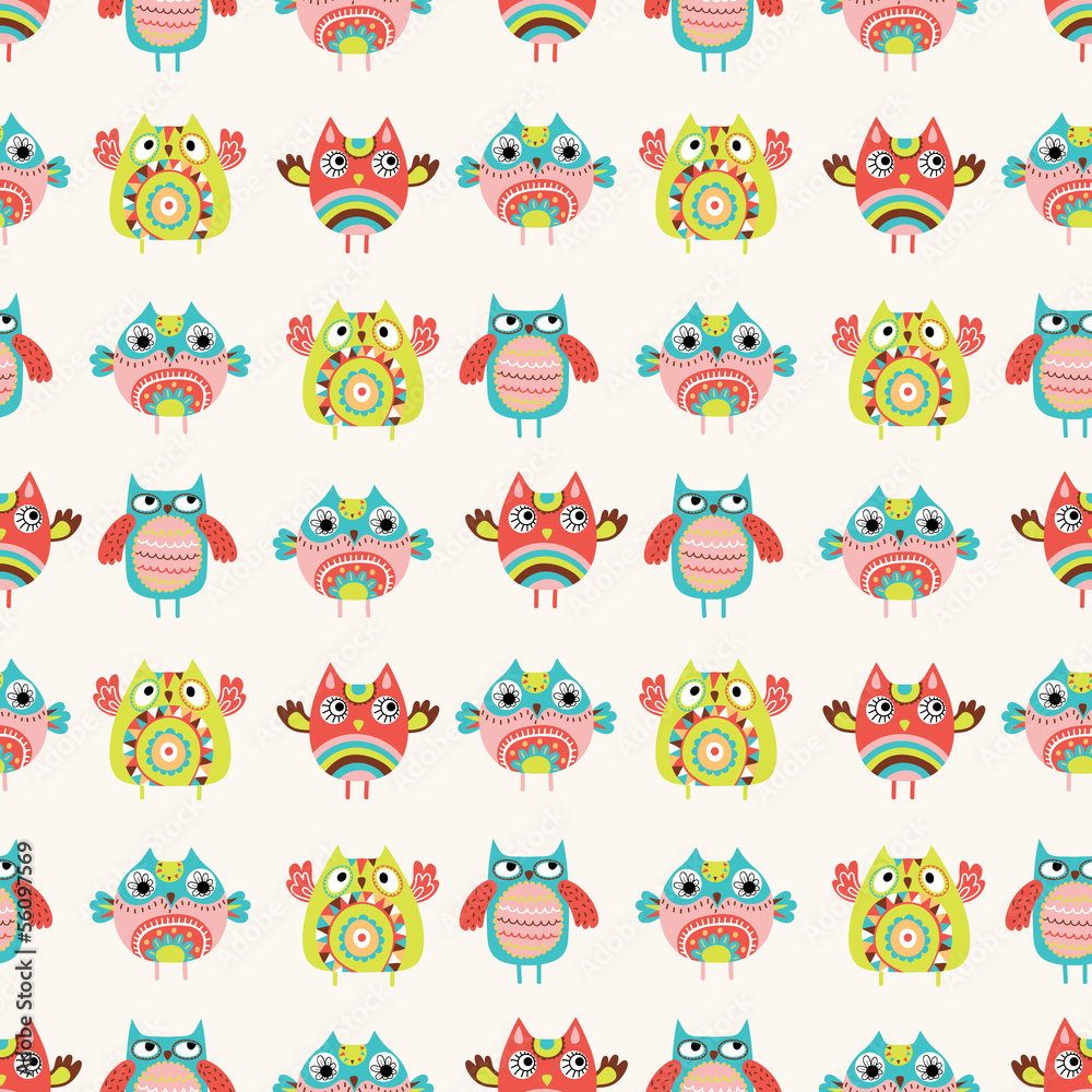 Owls seamless pattern
