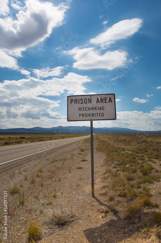 landscape prison and warning sign