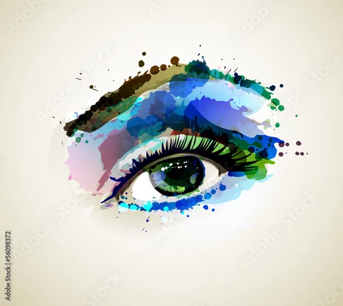 Naklejka na ścianę Oko piękna moda tworzy kobiety kleksami