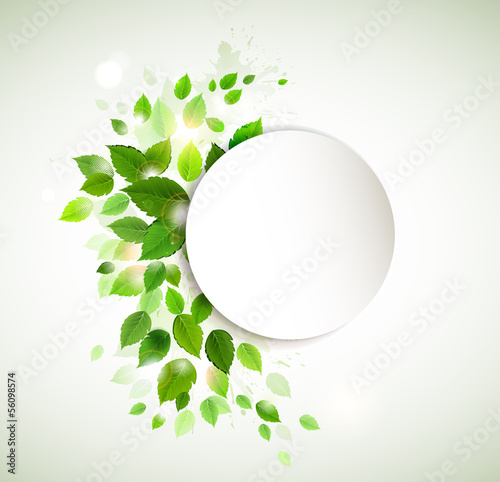 banner with fresh green leaves