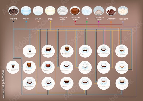 A Set of Coffee Type and Coffee Bean