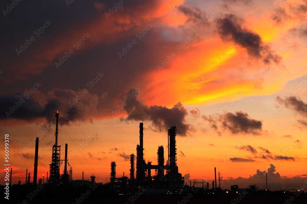 Oil refinery at sunrise, Thailand Oil refinery at sunrise, Thailand