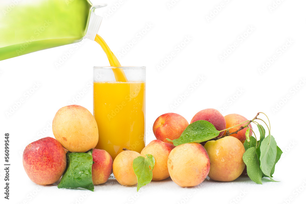 Apricots and glass juice. Apricots and glass juice.