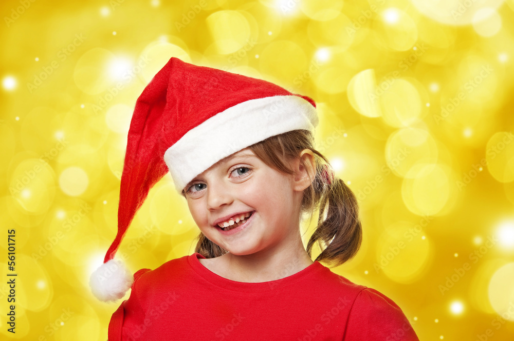 little girl with christmas cap