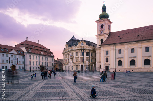 People in the Great Square in Sibiu