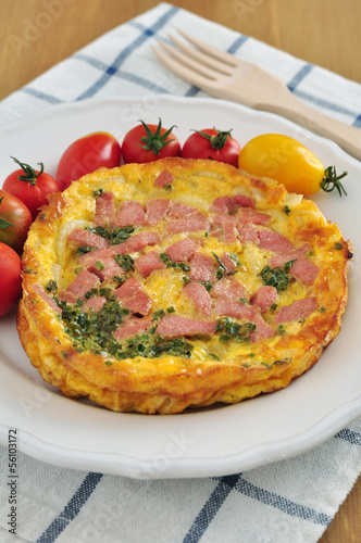 Omlette mit Schinken und Tomaten