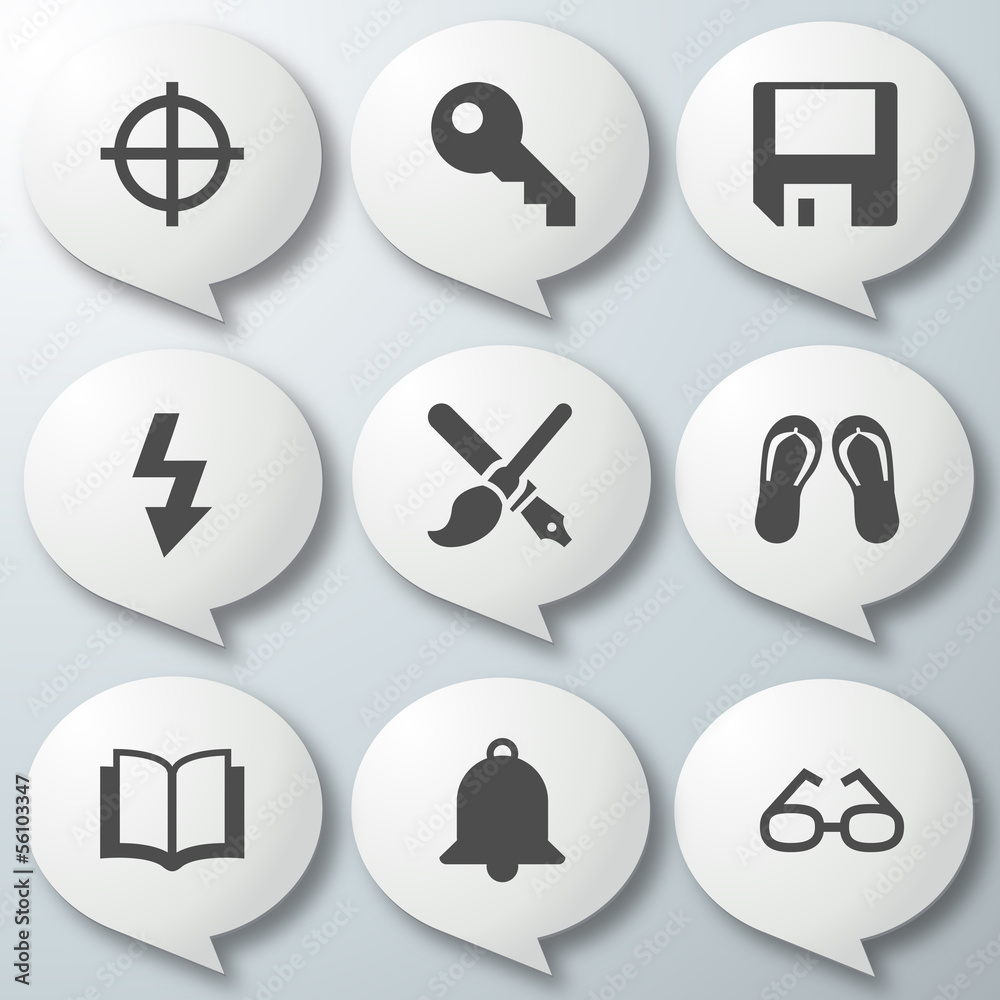 White 3d icons 3d icons set icon collection vector illustration White 3d icons 3d icons set icon collection vector illustration