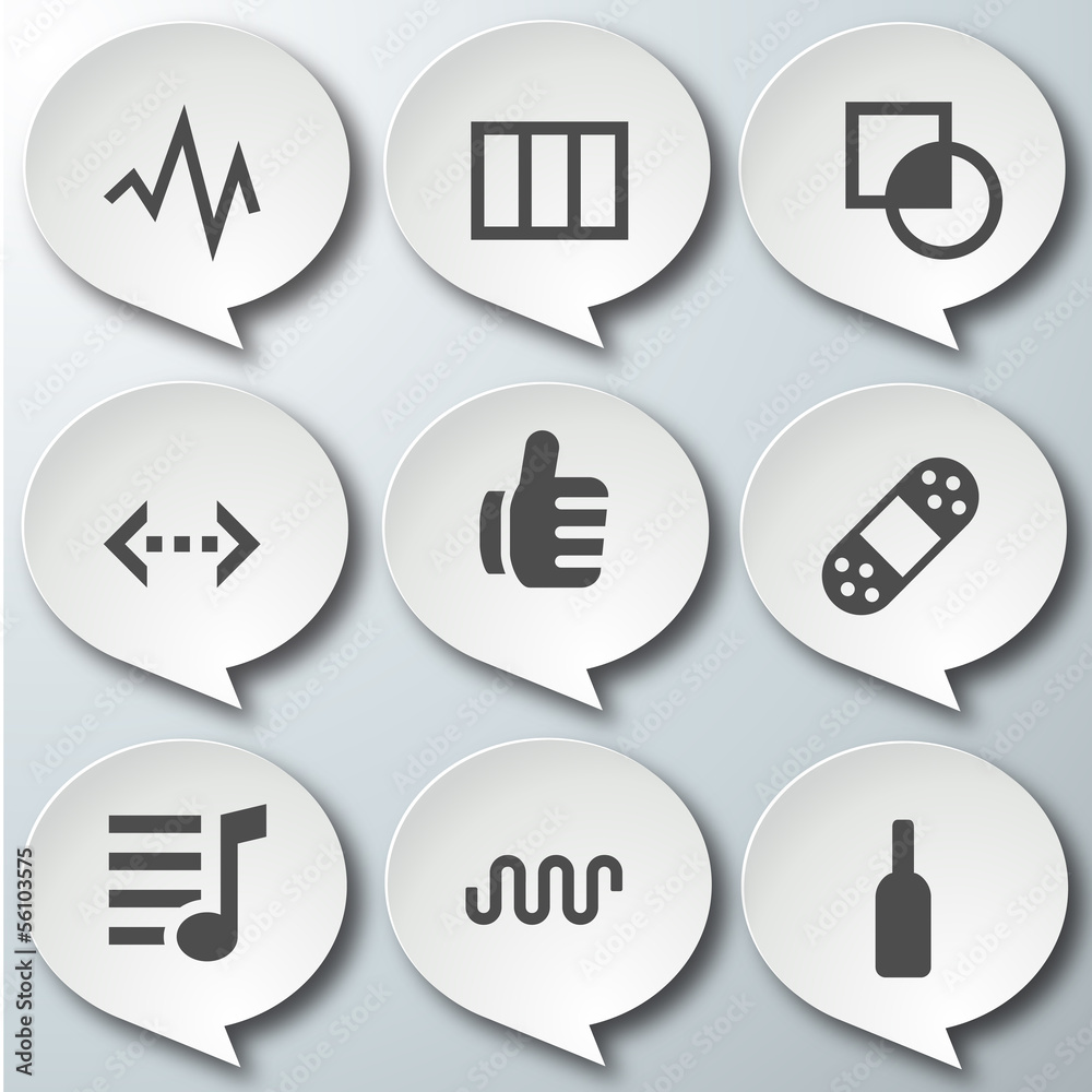 White 3d icons 3d icons set icon collection vector illustration White 3d icons 3d icons set icon collection vector illustration