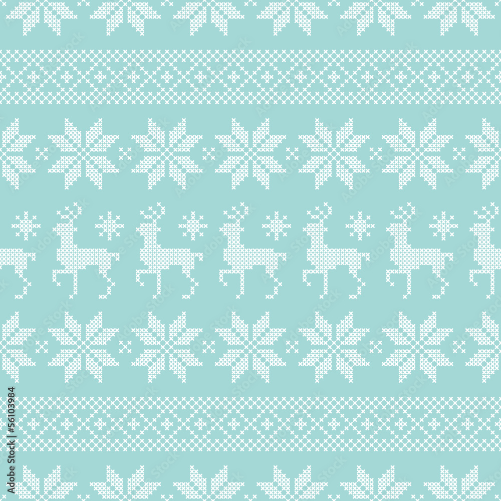 Stitching Reindeer & Stars Seamless Pattern Retro