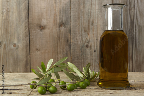 Olive branch and olive oil