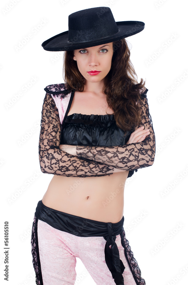 Woman toreador isolated on the white Woman toreador isolated on the white