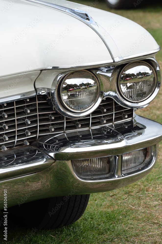 Fototapeta premium Classic car with radiator and headlights in portrait